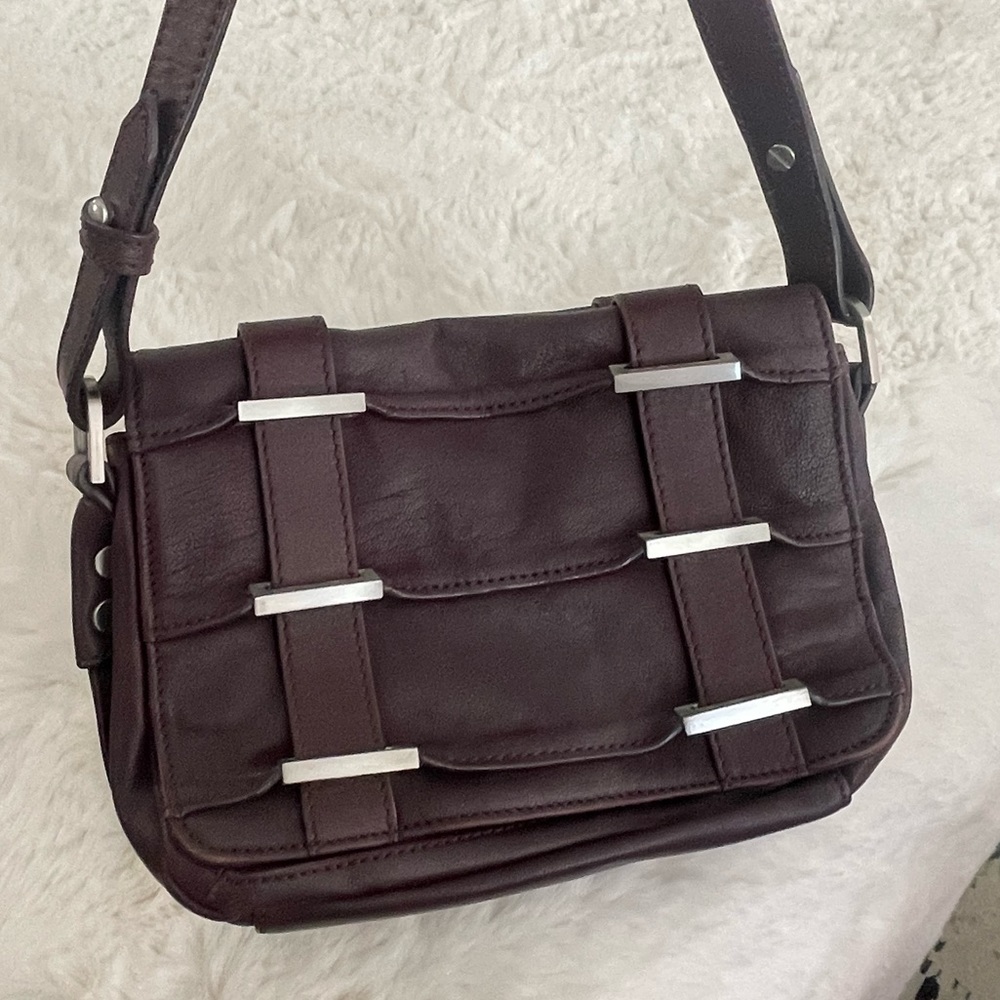 ALLIBELLE LEATHER CROSSBODY BAG PURSE (Deep Plum Purple)